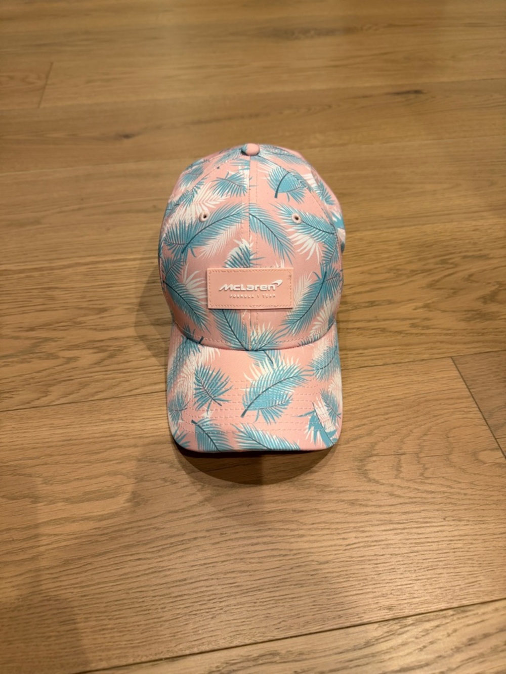 McLaren F1 Miami New Era Pink and Teal Palm-Print Cap